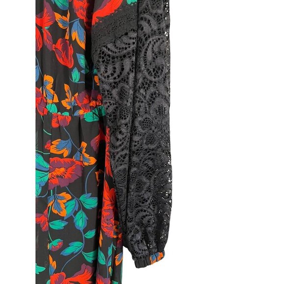 Torrid Dress 4X Red Floral Maxi Peasant Chiffon Lace Fairy Whimsigoth Feminine - Picture 5 of 15